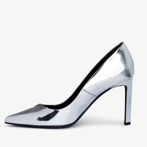 Zadig and Voltaire Perfect Mirror Leather Pumps With Wing Logo Sz 8 (39) NIB - Picture 1 of 14